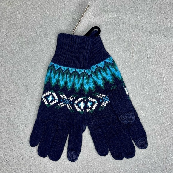Talbots Chamonix Fair Isle Winter Gloves Tech Friendly Blue Nwt - Picture 3 of 5